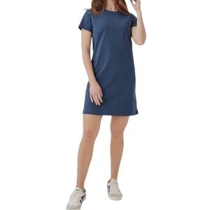 Pact Soft Spun Short Sleeve T-Shirt Dress Size Small Blue Organic Cotton Casual